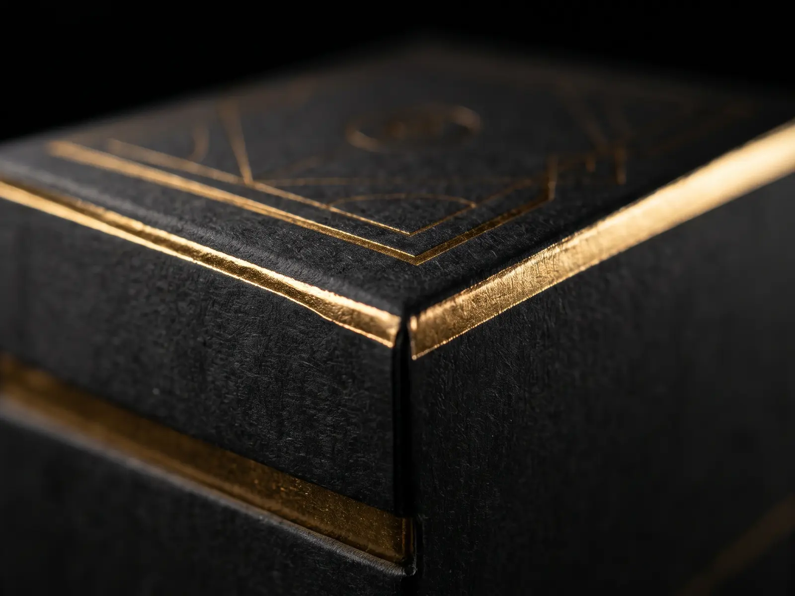 Gros plan sur l'angle d'une box : carton texturé et finitions soignées